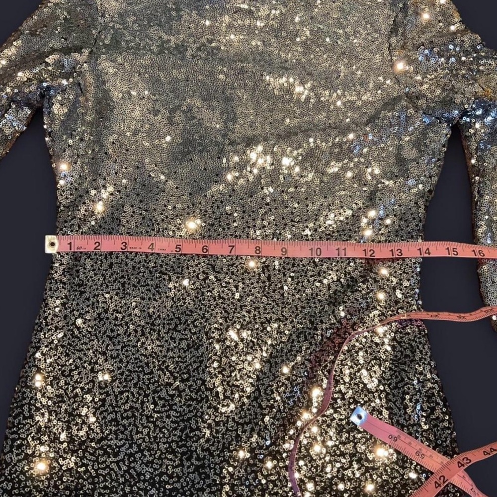 Premier Amour Silver to Black Ombré Sequin Dress - Picture 5 of 8